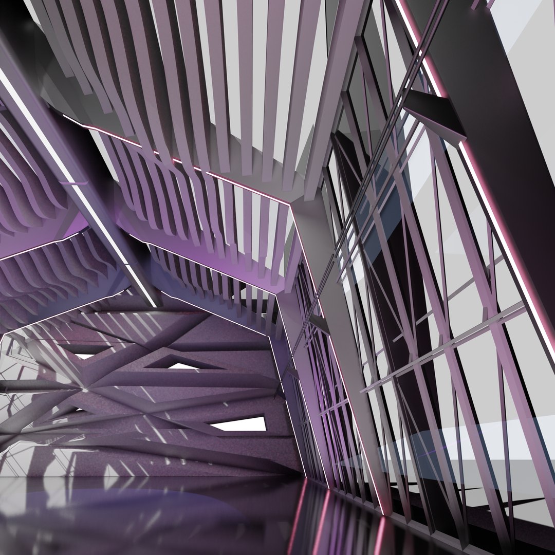 3D Sci Fi Exhibition Abstract Concept Hall Inteiror Clear 3D Model ...