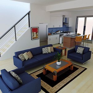 def modern classic living room 3d model