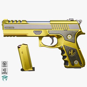 Generic Pistol 02 Gold All PBR Unity UE Textures Included 3D model