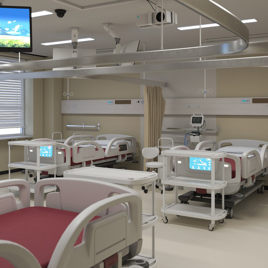 Hospital Ward for Four People 3D model preview