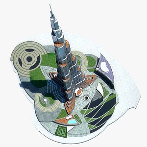 burj khalifa dubai tower 3d max