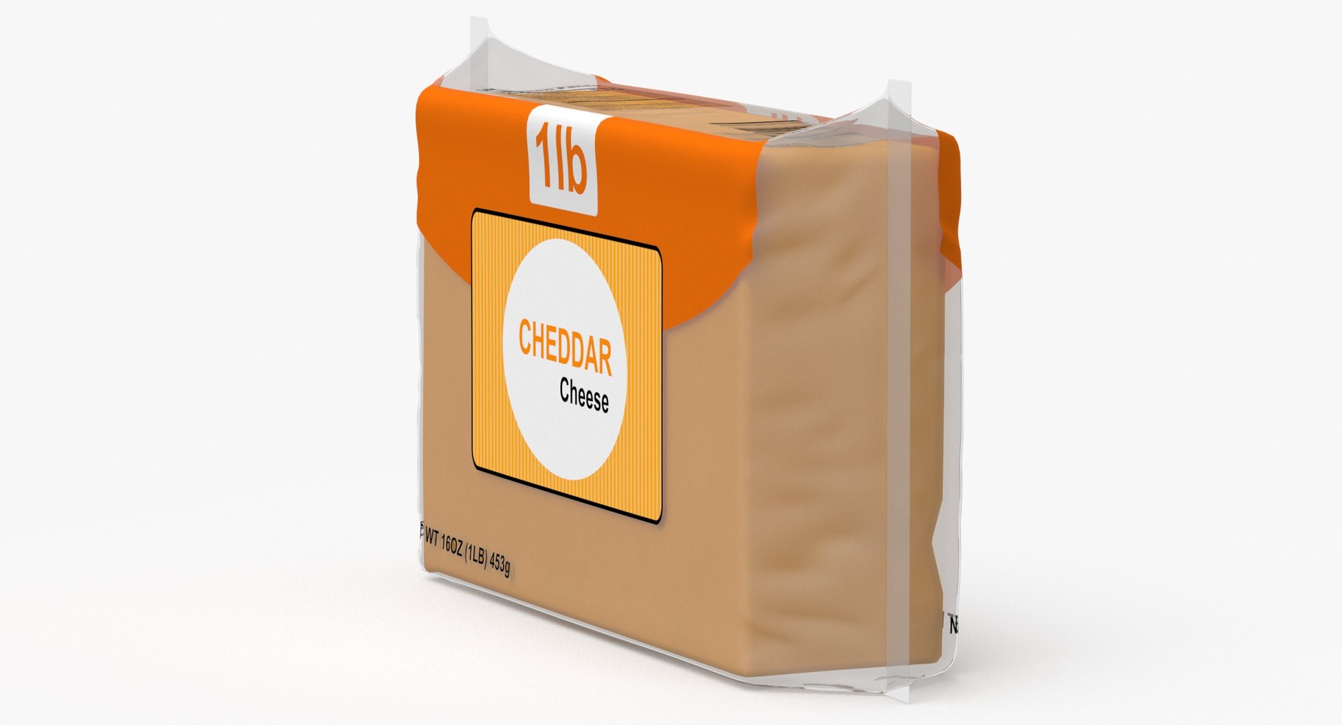 3D Model Block Cheese 1lbs Blank And Generic Label - TurboSquid 2013541