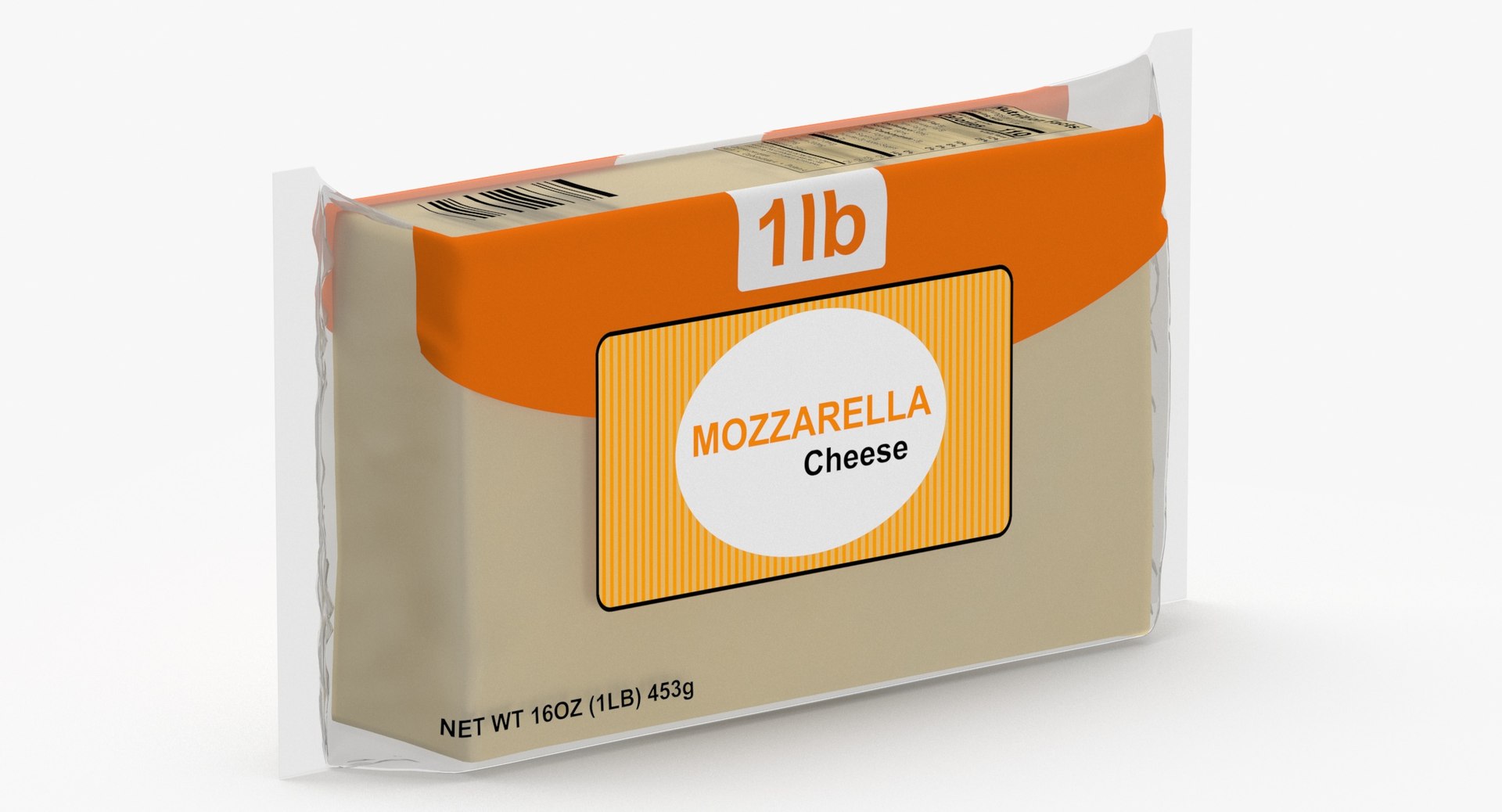 3D Model Block Cheese 1lbs Blank And Generic Label - TurboSquid 2013541