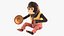 Windup Monkey Toy with Cymbals Striped Red Fur for Maya