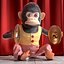 Windup Monkey Toy with Cymbals Striped Red Fur for Maya