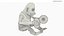 Windup Monkey Toy with Cymbals Striped Red Fur for Maya