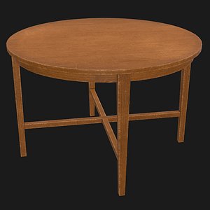 Wood Round Table  Game Ready PBR