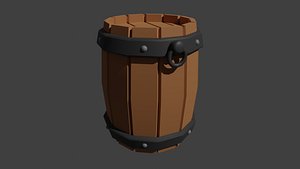 3D model Low-poly barrel game ready