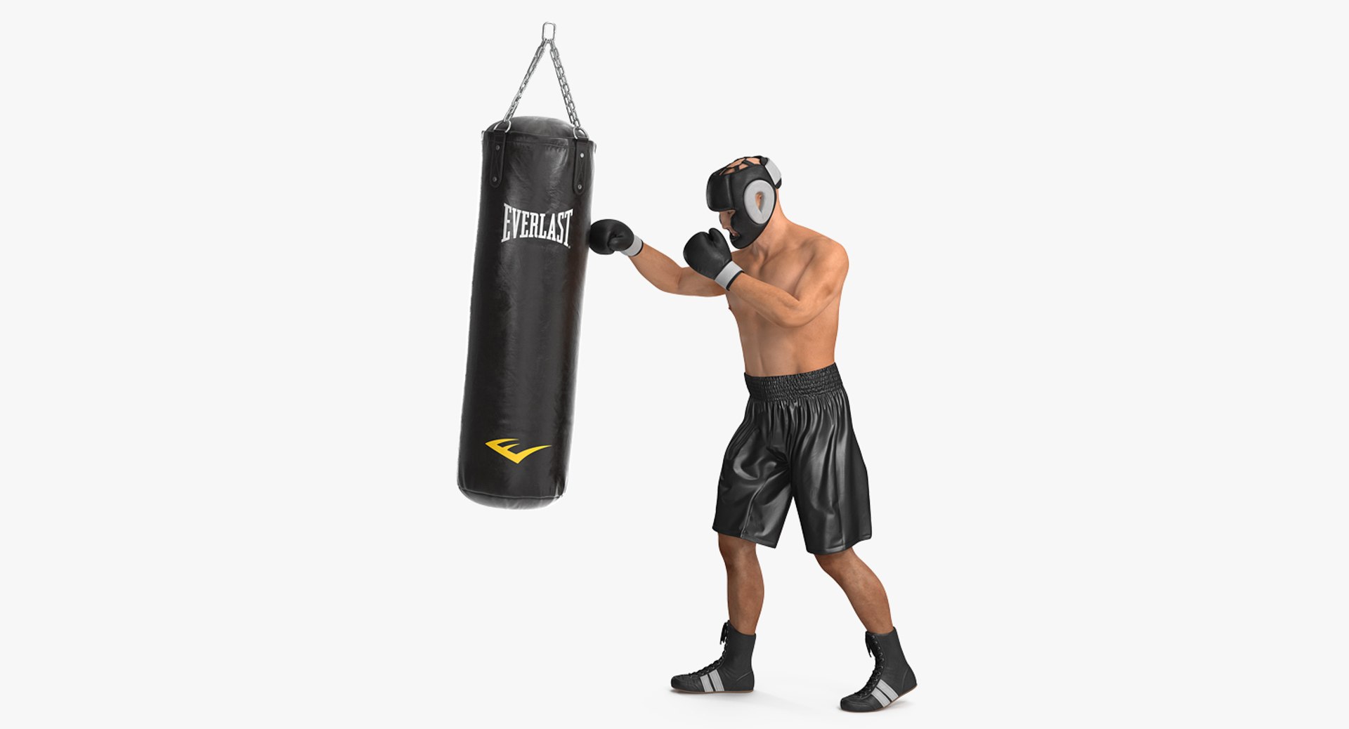 Punching Bag with Boxer Rigged for Cinema 4D 3D model preview