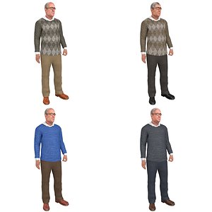 3D pack rigged old man