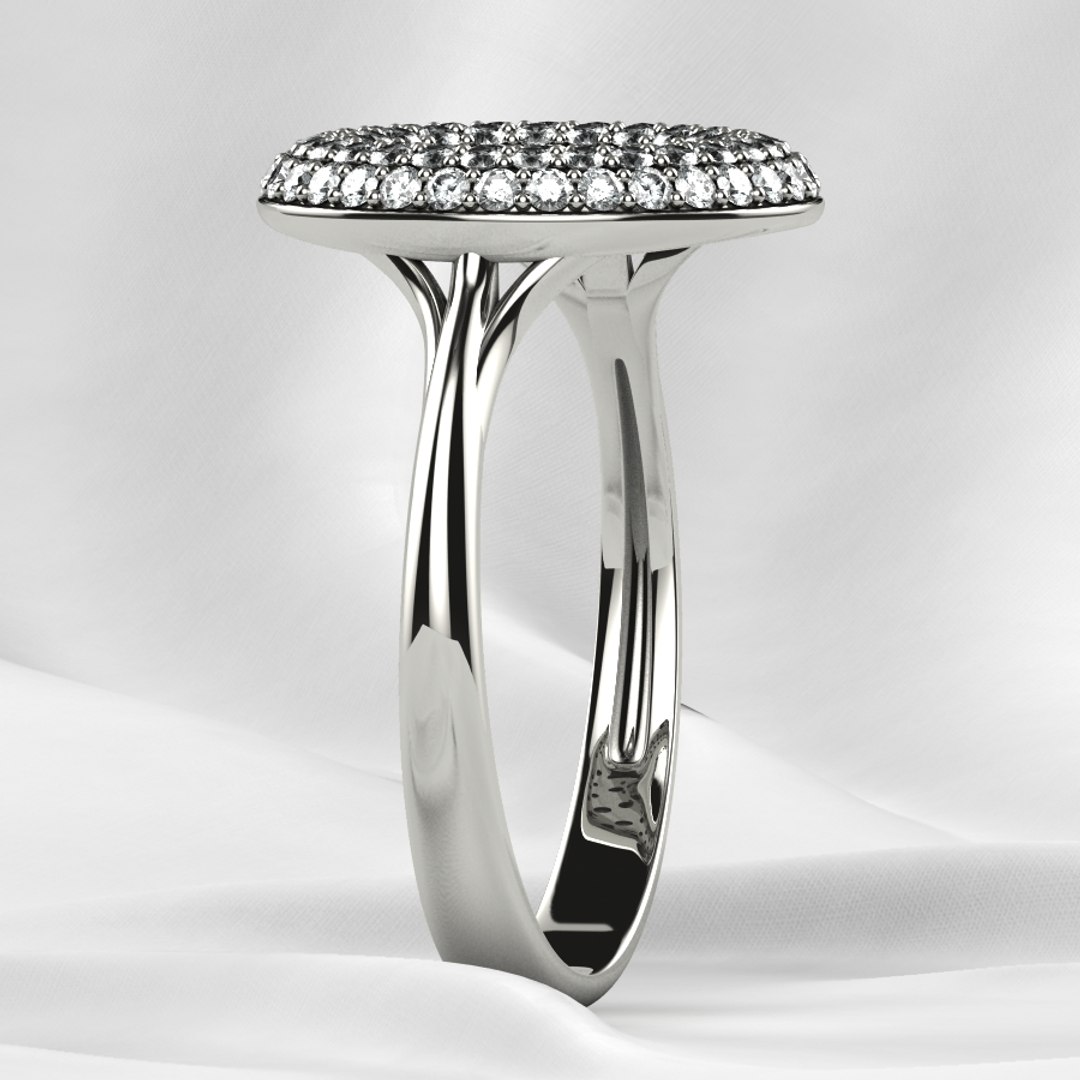 3D 100 Gems Circle Pave Fashion Gold Ring model - TurboSquid 1799394