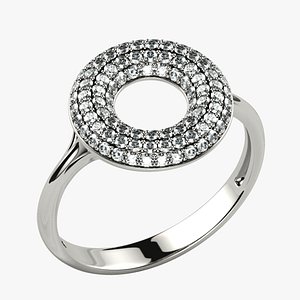 3D 100 Gems Circle Pave Fashion Gold Ring model