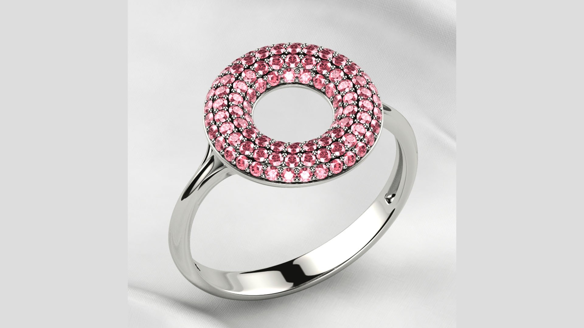 3D 100 Gems Circle Pave Fashion Gold Ring model - TurboSquid 1799394