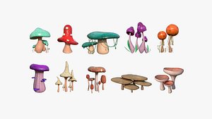 3D 10 Fantasy Mushrooms Realistic Collection - Scene Backdrop Design