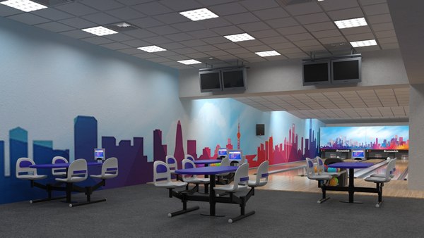 Bowling Center Interior with Furniture3Dモデル - TurboSquid 1992617