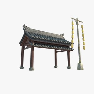 3D Asian Ancient Architecture Rest Pavilion