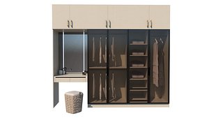 3D Modern Wardrobe with Vanity Area