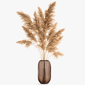 Bouquet of dried reeds in a Vase 140 3D
