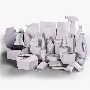 50 Food Package BASE MESH 3D model