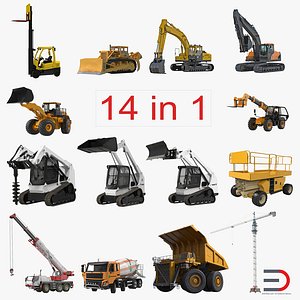 Industrial Rigged Vehicles Collection 3D Models