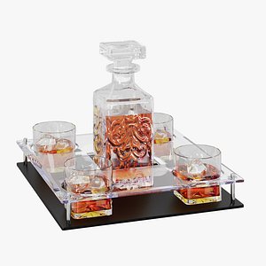 N12 3D Model Crystal Whiskey Set with Tray 3D model