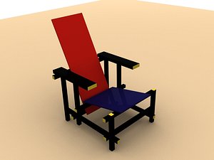 gerrit rietveld red-blue chair 3d dxf