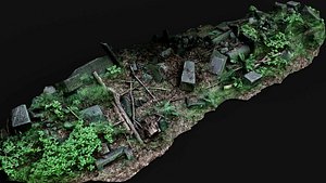 ancient mossy ruins stones long pile PBR photogrammetry model