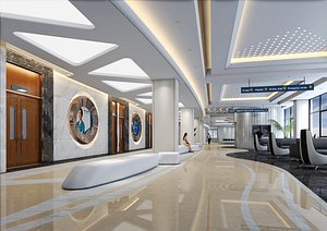 3D Hospital Reception - Corridor lobby hall model