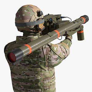 3D model Soldier with Portable Missile System Mistral
