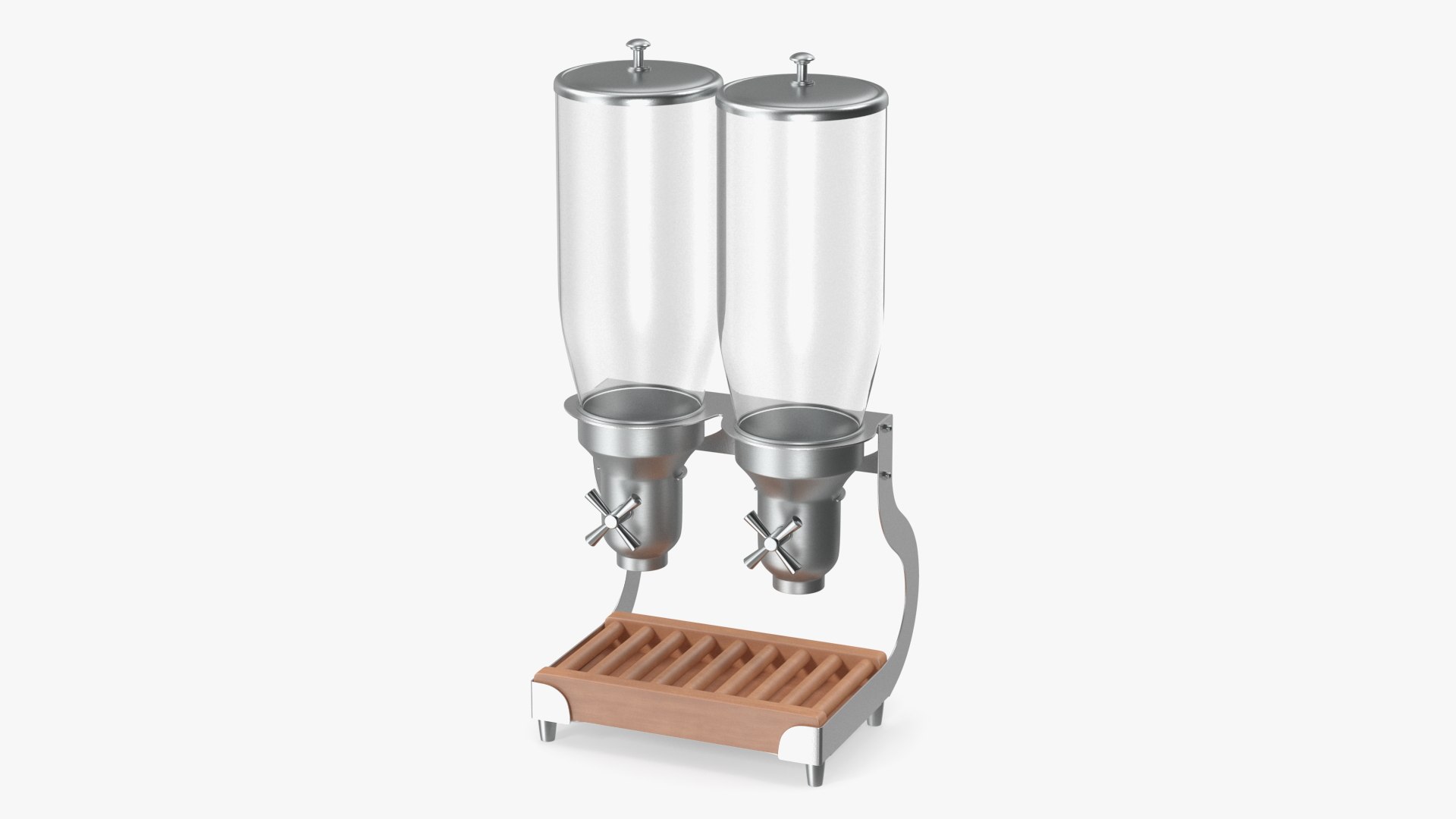 Dry Food Storage Container With Double Dispenser Kitchen Wooden Base 3D model preview