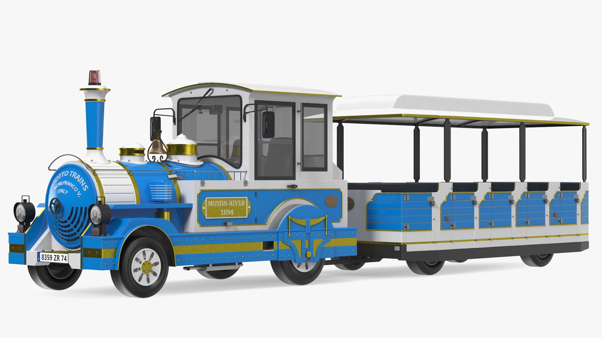 Tourist Train Dotto Muson River Rigged 3D model preview