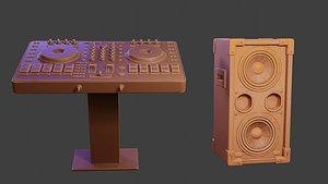 3D Speakers and mixing Desk for DJ model