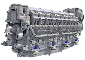 3D model mtus diesel engine propulsion