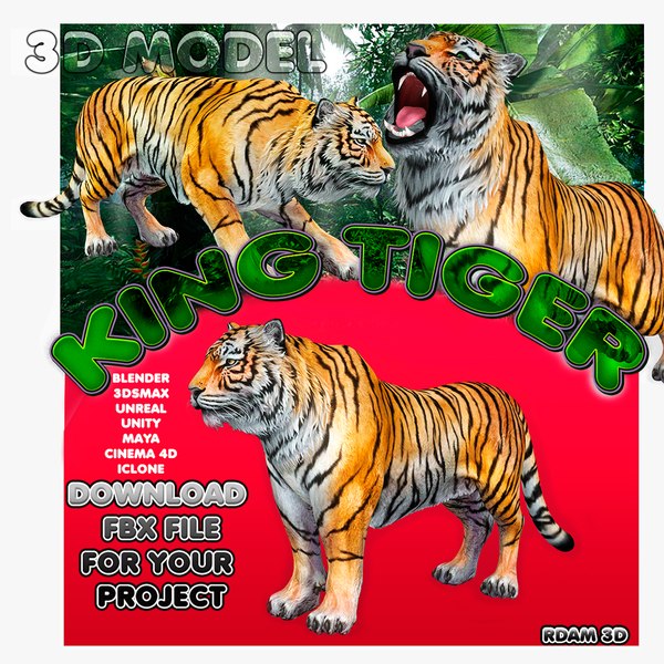 3D TIGER KING RIGGED RDAM MODEL model
