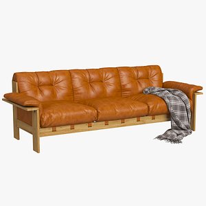 Crate and Barrel Shinola Runwell Wood Frame Leather Sofa