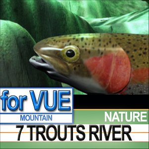 3d 7 rainbow trouts river model