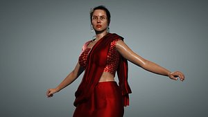 Indian Lady in Saree 3D