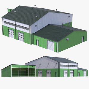 3D model Industrial Building 9 Green