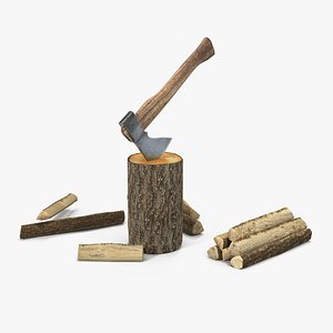 Hatchet Split Wood 3D Model