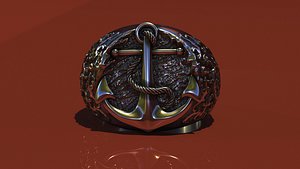 Captains ring with an anchor made of silver
