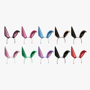 10 Furry Ears Tiara G Collection- Headband Character Design 3D model