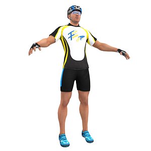 3d racing bicyclist man model
