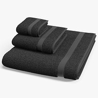 Cotton Bath Towel Set Folded Black Fur