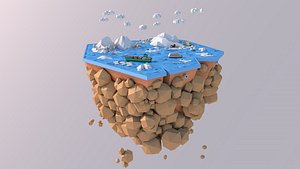 Low Poly Artic Glacier Animals Island