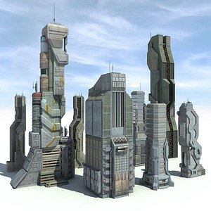 Sci fi City 8 Buildings Futuristic