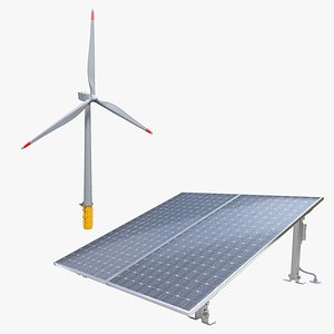 Wind Turbine and Solar Pannel Collection 3D model