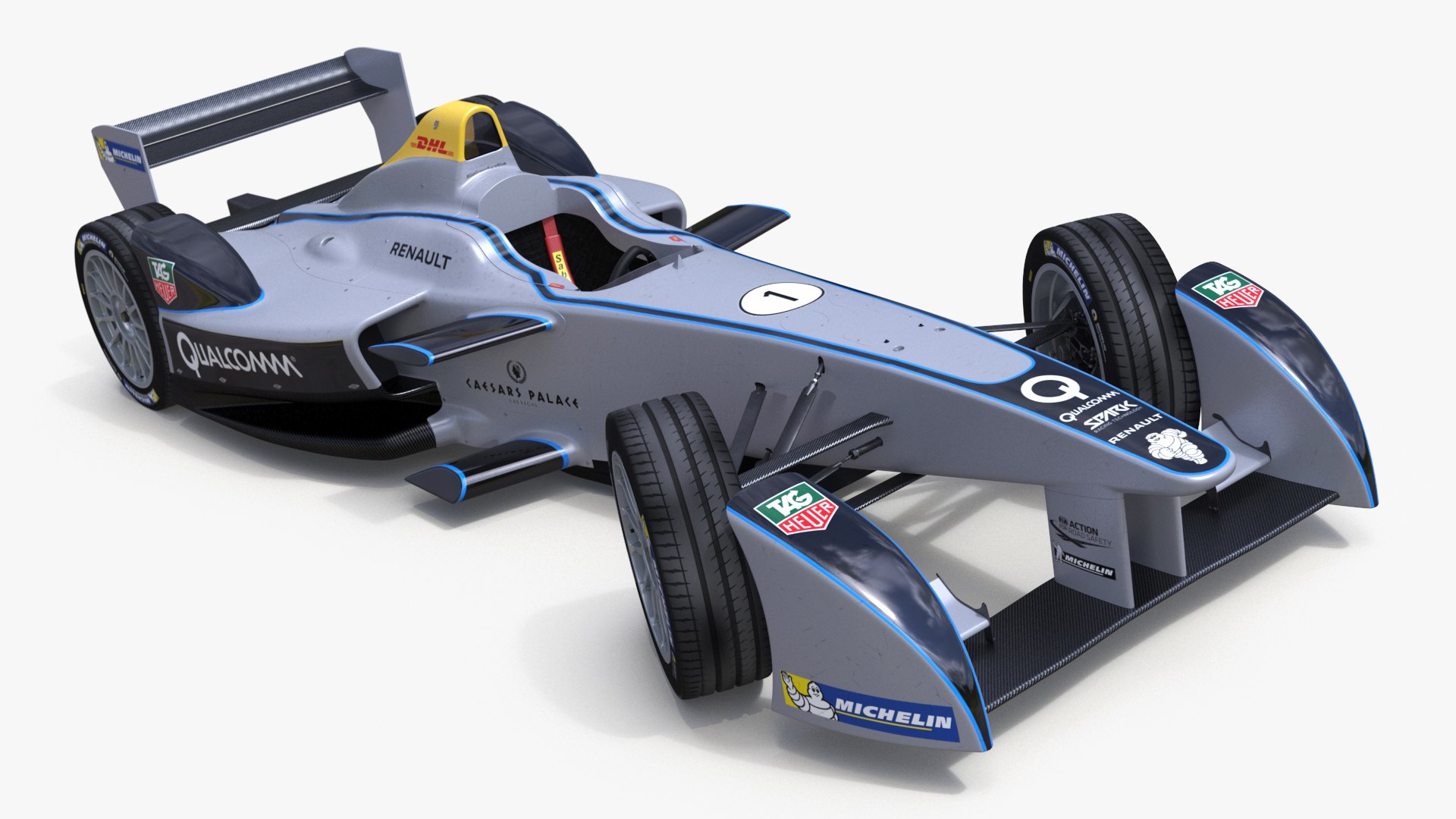 Formula E Gen2 Race Car Rigged 3D model preview