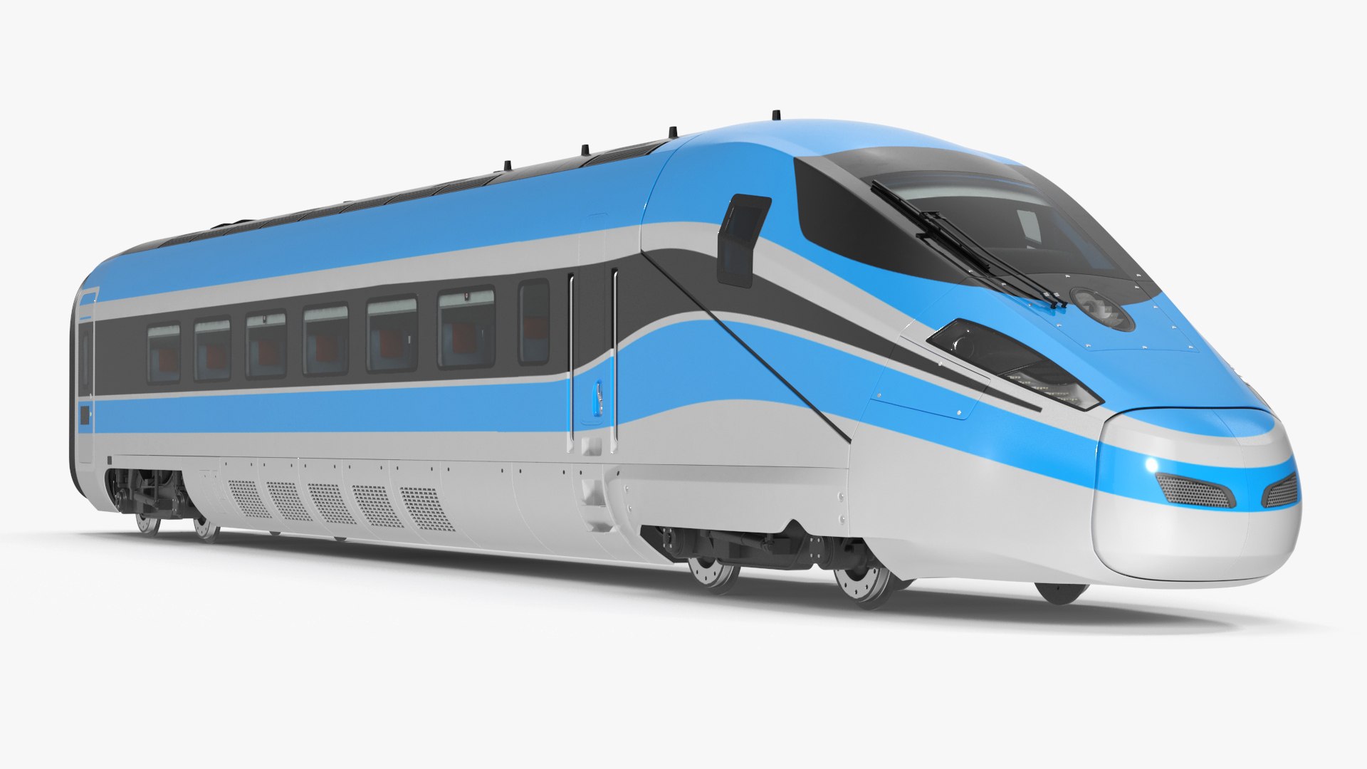 Modern Railway Locomotive Blue 3D model preview