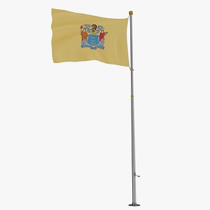 Pole Flag New Jersey 3D