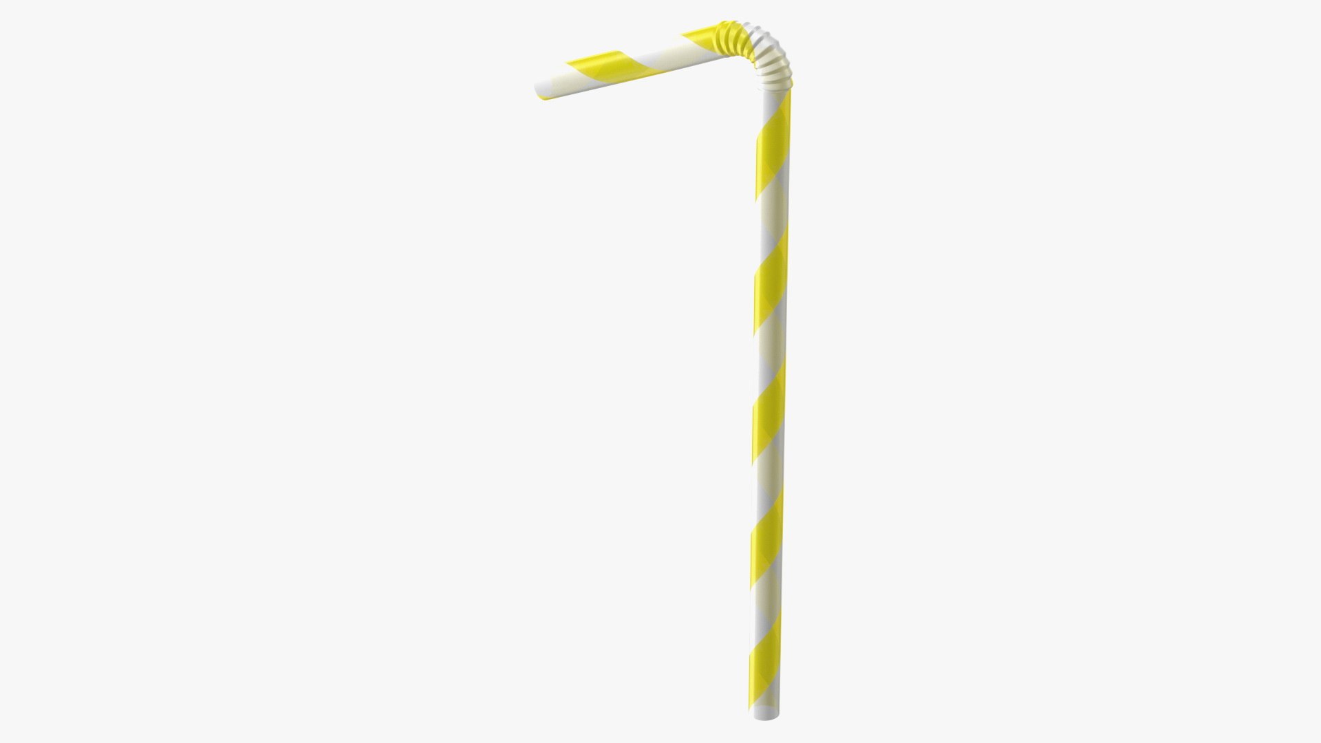 Bendy Plastic Drinking Straw Yellow 3D model preview